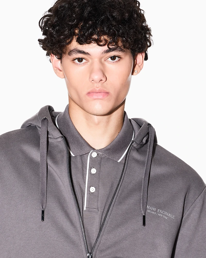 Armani Exchange - Basic zip-up hoodie, Man, Grey, Size: