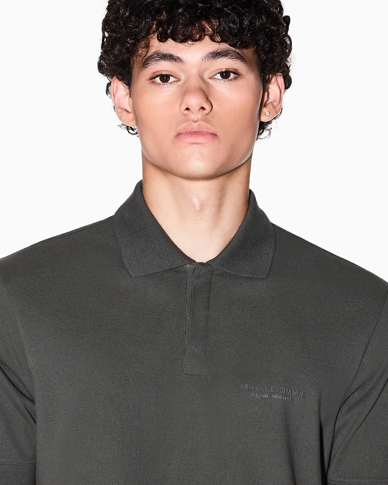 Armani Exchange - Regular fit polo shirt with tone-on-tone logo, Man, Green, Size: