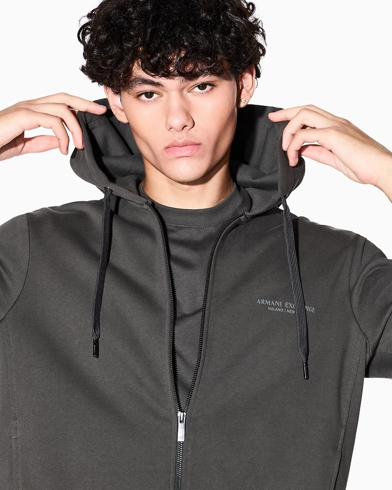 Armani Exchange - Basic zip-up hoodie, Man, Green, Size: