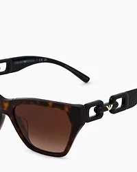 Emporio Armani - Women’s cat-eye sunglasses, Woman, Brown, Size: 55L