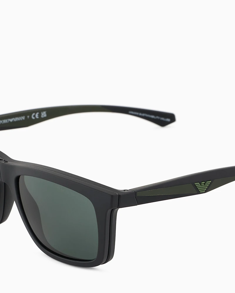 Emporio Armani - Men’s square sunglasses, Man, Black, Size: 55L