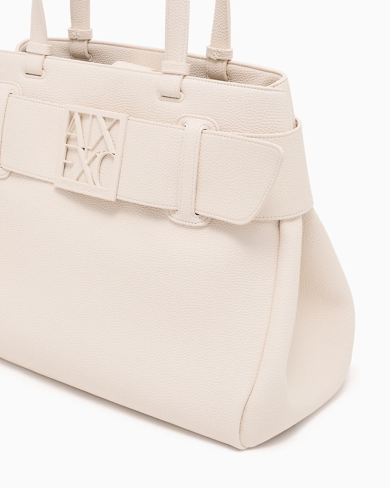 Armani Exchange - Large shoulder bag with ASV logo detail, Woman, White, Size: TU