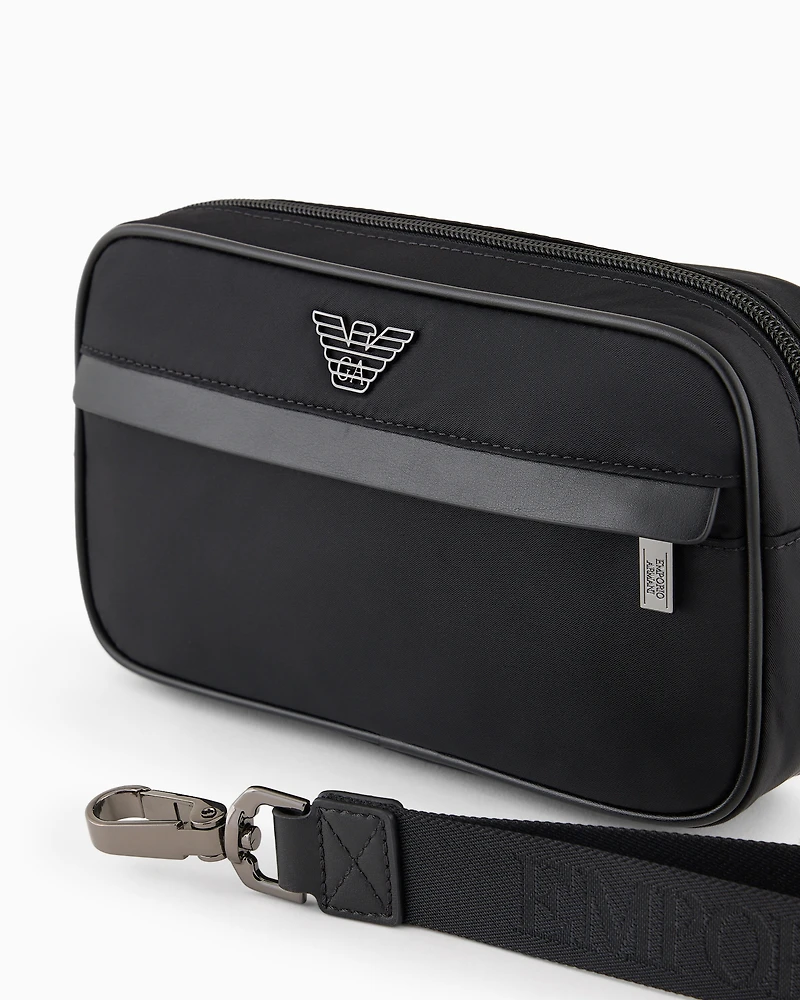 Emporio Armani - ASV recycled nylon washbag, Man, Black, Size: TU