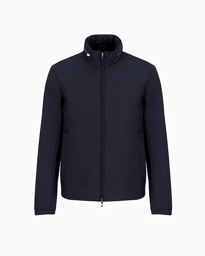 Emporio Armani - Full-zip nylon blouson with stowaway hood, Man, Navy Blue, Size: