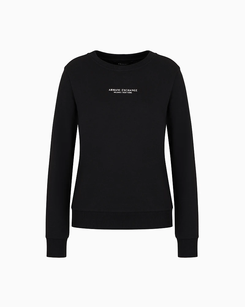 Armani Exchange - Crewneck sweatshirt french terry Milano/New York, Woman, Black, Size: