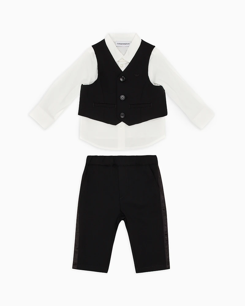 Emporio Armani - Suit with shirt, waistcoat and trousers light wool, Boy, Black, Size: