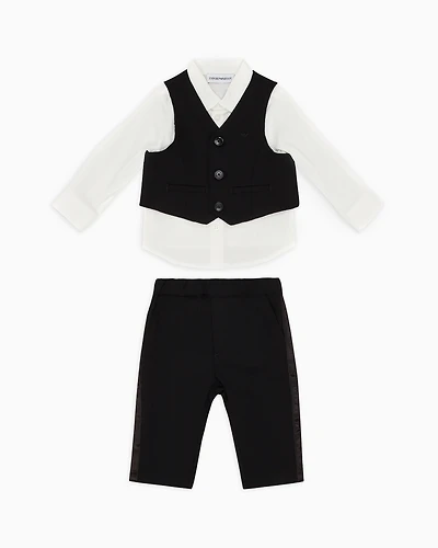 Emporio Armani - Suit with shirt, waistcoat and trousers light wool, Boy, Black, Size:
