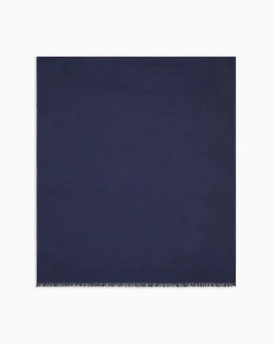 Emporio Armani - Modal and cotton stole with all-over jacquard logo, Man, Navy Blue, Size: TU