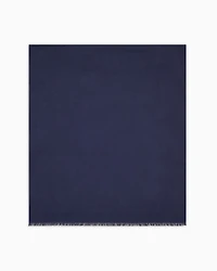 Emporio Armani - Modal and cotton stole with all-over jacquard logo, Man, Navy Blue, Size: TU