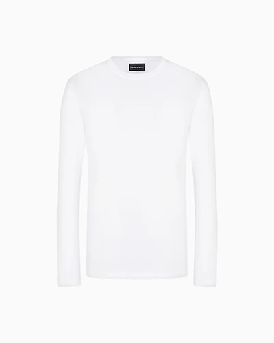 Emporio Armani - ASV Lyocell-blend jersey jumper, Man, White, Size: