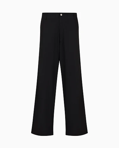 Emporio Armani - ASV organic gabardine chinos, Man, Black, Size: