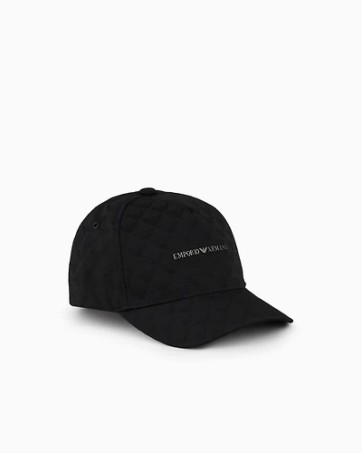 Emporio Armani - All-over eagle jacquard baseball cap, Man, Black, Size: TU