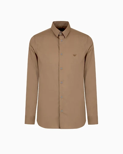 Emporio Armani - Stretch nylon-blend shirt, Man, Beige, Size: