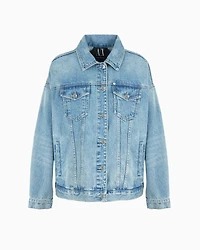 Armani Exchange - Used effect denim jacket, Woman, Blue, Size: