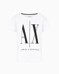 Armani Exchange - Relaxed fit T-shirt with round neck and logo, Woman, White, Size:
