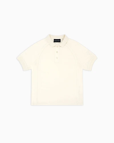 Emporio Armani - Jersey polo shirt with embroidered logo, Boy, White, Size: