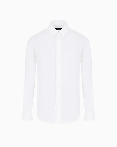 Emporio Armani - Stretch cotton poplin shirt, Man, White, Size: