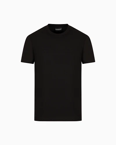 Emporio Armani - Jersey T-shirt with jacquard logo, Man, Black, Size: