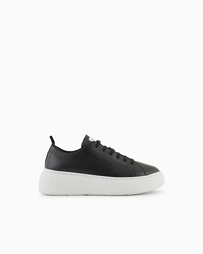 Armani Exchange - Chunky leather sneakers, Woman, Black, Size: