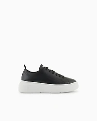 Armani Exchange - Chunky leather sneakers, Woman, Black, Size: