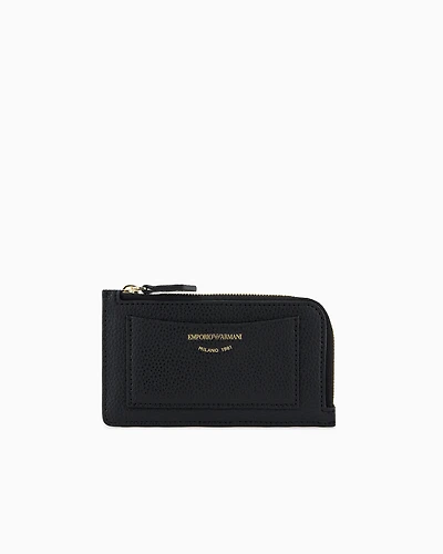 Emporio Armani - MyEA deer-print card holder with wrap-around zip, Woman, Black, Size: TU