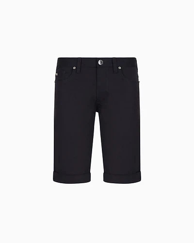 Emporio Armani - Lustrous comfort cotton board shorts with turned-up cuffs, Man, Blue, Size:
