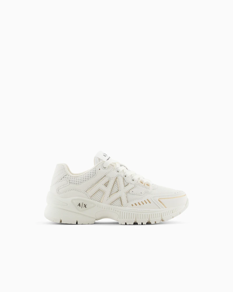 Armani Exchange - Chunky sneakers with contrasting inserts, Woman, White, Size:
