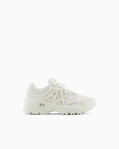 Armani Exchange - Chunky sneakers with contrasting inserts, Woman, White, Size:
