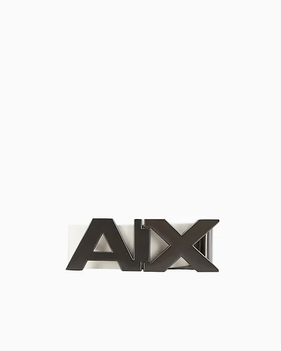 Armani Exchange - Reversible leather belt with satin metal logo buckle, Man, White, Size: