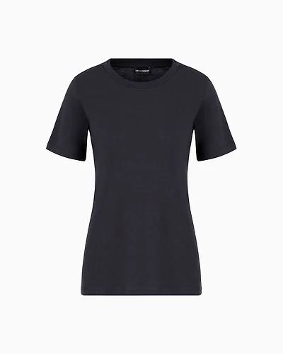 Emporio Armani - Pima jersey T-shirt, Woman, Navy Blue, Size: