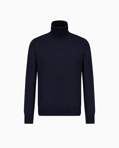 Emporio Armani - Pure virgin-wool rollneck, Man, Navy Blue, Size: