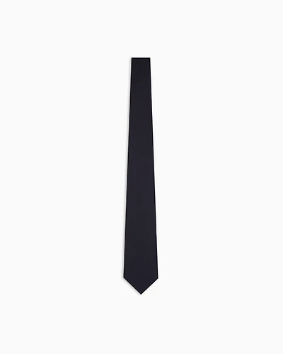 Emporio Armani - Pure silk tie with jacquard monogram, Man, Blue, Size: TU