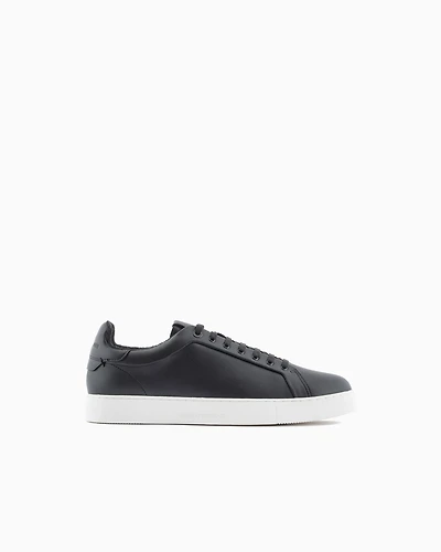 Emporio Armani - Supple leather sneakers, Man, Black, Size: