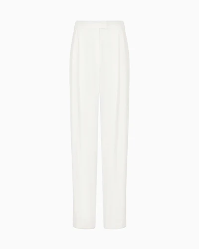 Emporio Armani - Envers-satin palazzo trousers with darts, Woman, White, Size: