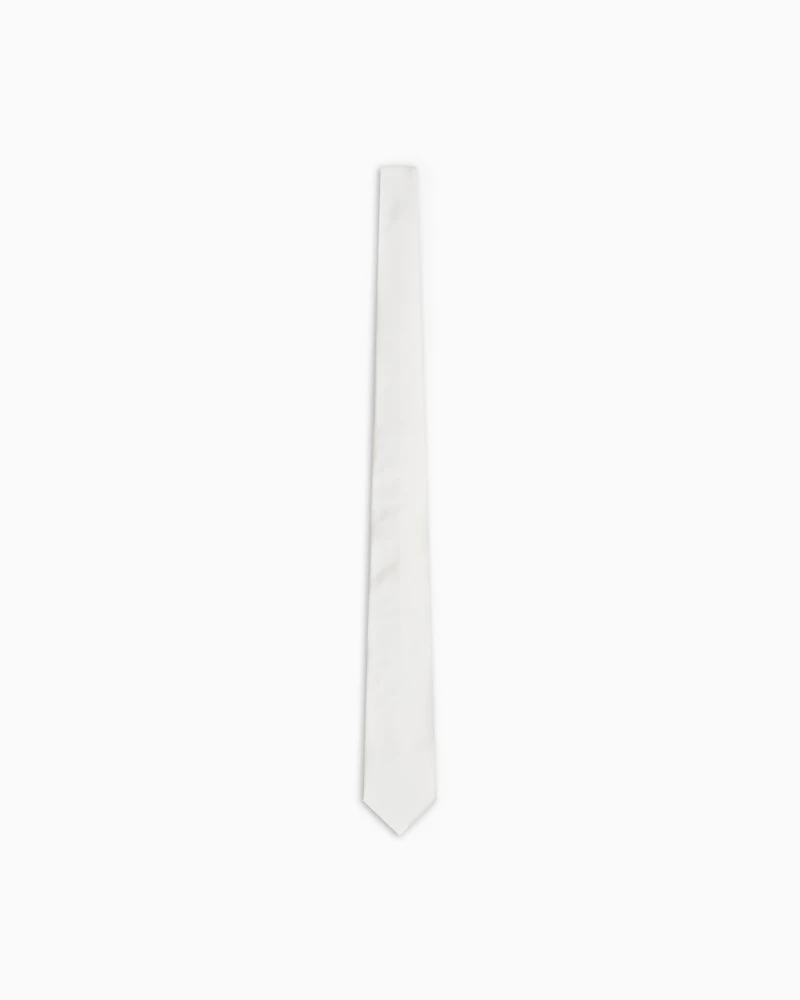 Emporio Armani - Pure silk tie with jacquard micro-motif, Man, White, Size: TU