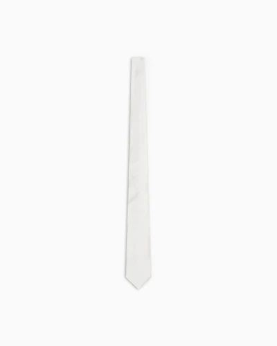 Emporio Armani - Pure silk tie with jacquard micro-motif, Man, White, Size: TU