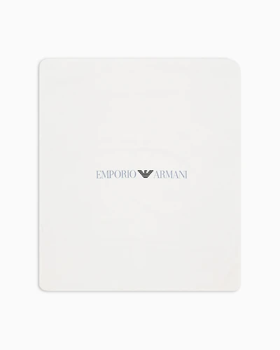 Emporio Armani - Double-faced blanket with op-art logo and eagles, Boy, Blue, Size: TU