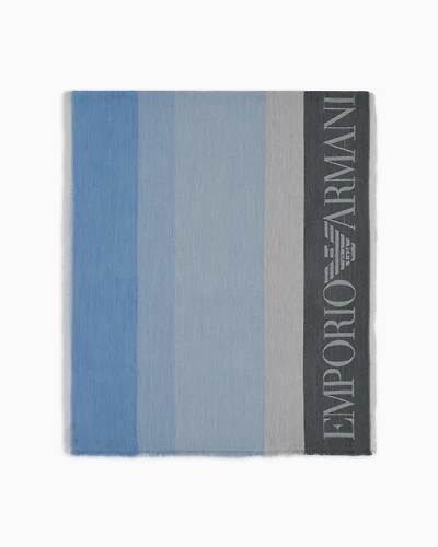 Emporio Armani - Stole with multicoloured vertical bands, Woman, Grey, Size: TU