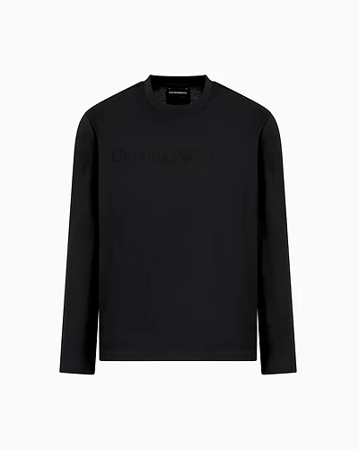 Emporio Armani - Jersey jumper with jacquard logo, Man, Black, Size: