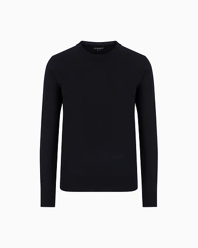 Emporio Armani - Pure virgin wool jumper, Man, Navy Blue, Size: