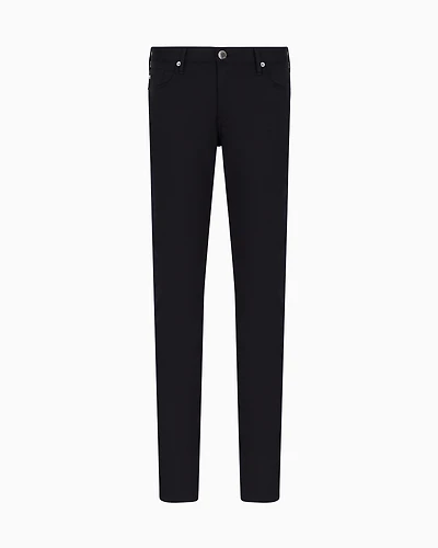 Emporio Armani - J06 Comfort stretch-gabardine, slim-fit trousers, Man, Navy_blue, Size: