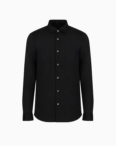 Emporio Armani - ASV Lyocell-blend jersey shirt, Man, Black, Size: