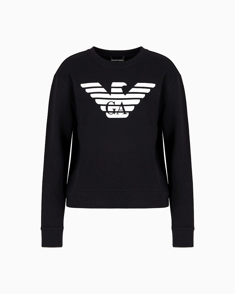 Emporio Armani - ASV organic jersey sweatshirt with logo, Woman, Navy Blue, Size: