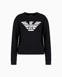 Emporio Armani - ASV organic jersey sweatshirt with logo, Woman, Navy Blue, Size: