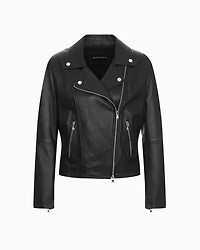 Emporio Armani - Nappa-lambskin biker jacket, Woman, Black, Size: