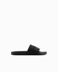 Armani Exchange - Slippers with logo band, Man, Black, Size: 39