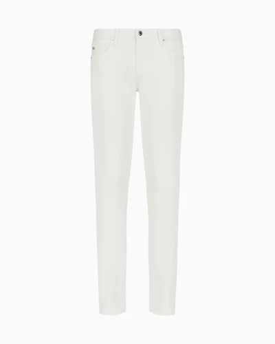 Emporio Armani - J06 Comfort stretch-gabardine, slim-fit trousers, Man, White, Size: