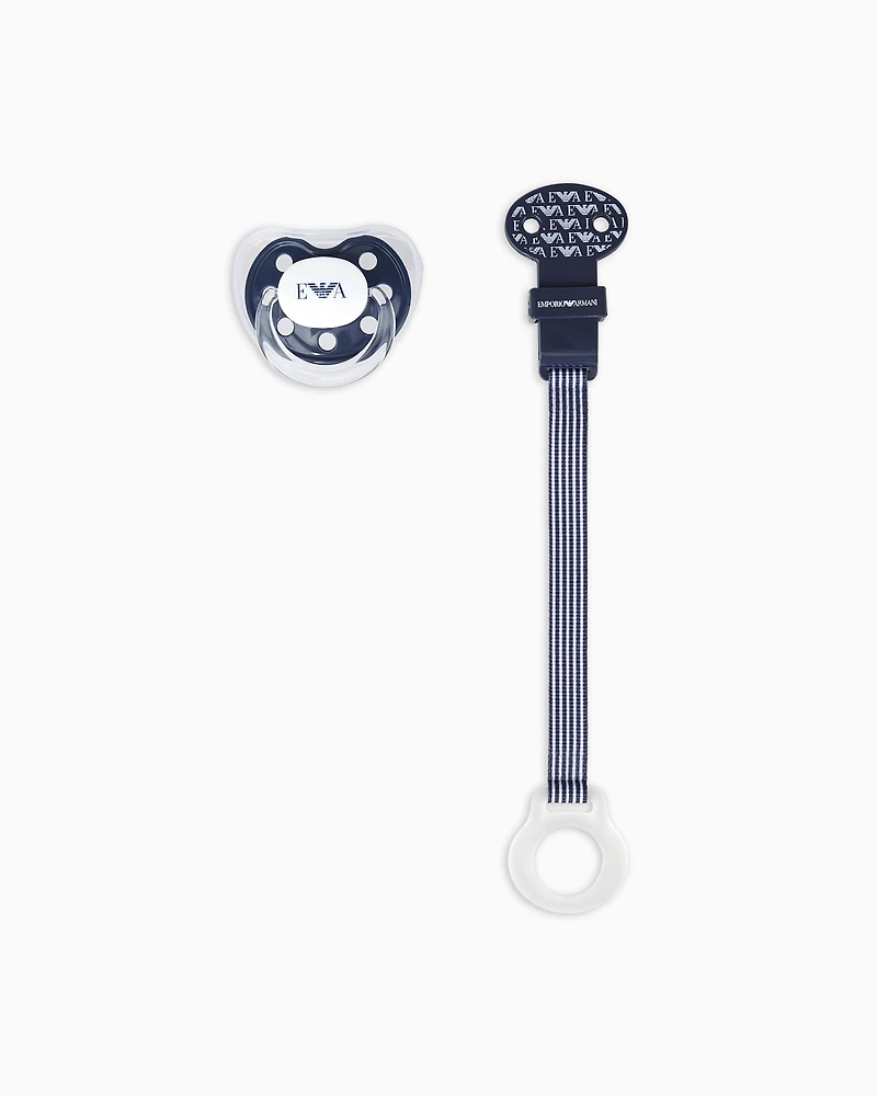 Emporio Armani - Baby care set with dummy and strap, Boy, Blue, Size: TU