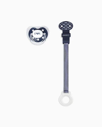 Emporio Armani - Baby care set with dummy and strap, Boy, Blue, Size: TU