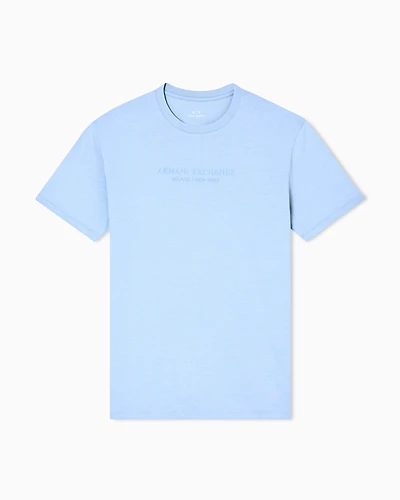 Armani Exchange - Regular fit T-shirt with logo, Man, Light Blue, Size: